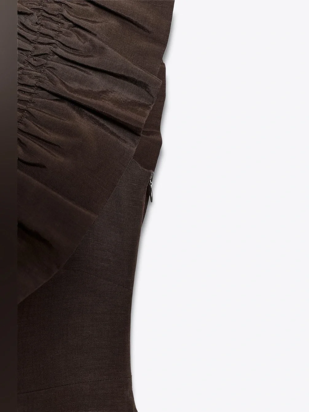 Zara Brown One-Shoulder Ruffle Jumpsuit